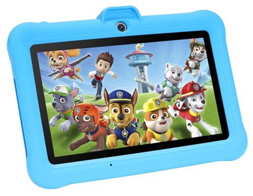 TABTIVI Tableta para niños de 7 Pulgadas, RAM 3+5 GB, ROM 64 GB (Tarjeta TF 128 GB), Android, Software para niños preinstalado, Control Parental, Funda Protectora Anti-rayones, Azul