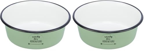 TRIXIE Napf, Emaille/Edelstahl, 1,9 L/Ø 21 cm, Grün - 25213 (Packung mit 2)