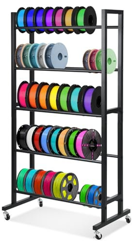 3D Printer Filament Storage Rack, 5 Layer Heavy Duty Storage Shelves for 3D Printing Filaments, Rolling Filament Spool Holder for ABS/PLA/TPU/Nylon, 3D Printing Accessories (5 Layer)
