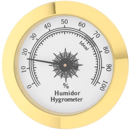Cabilock Analoger Runder Hygrometer für Zigarrenboxen und Teebehälter Goldfarben Zuverlässige Feuchtigkeitsregulierung mit Einfachem Gebrauch im Schrank und Kabinett
