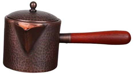 F Fityle Tea Pitcher Sharing Pitcher 430ml with Lid Teaware Teapot Brass Multiuse Milk Pitcher Water Jug for Tea Room Hotel Household