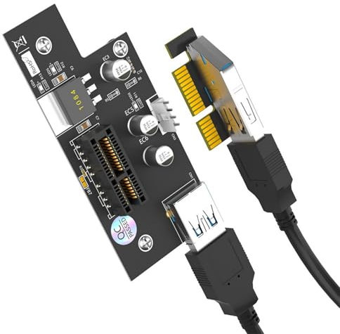 Adaptador de ordenador PCIe 1 x hasta 1 x USB 3.0 cable alargador horizontal Satas Power Pciexpress Extender para oficina