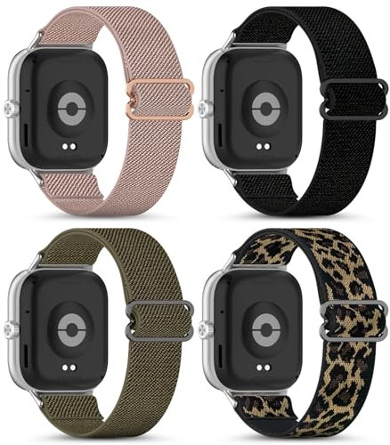 CHANRASI 4 Stück Elastisches Nylon Armband Kompatibel mit Xiaomi Redmi Watch 5/Redmi Watch 4,Stoff Verstellbares Dehnbare Sport Ersatzarmband für Xiaomi Mi Band 8 Pro/Mi Band 9 Pro
