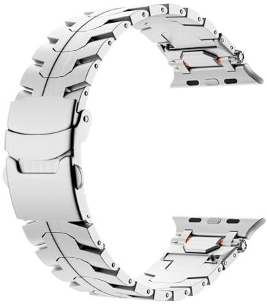 IRFKR Correa de reloj de acero inoxidable, banda de Metal Explore Iron-Man para Apple Watch Band S10 46mm S10 42mm Ultra 49mm 45mm 44mm(Silver Safety buckle,45mm)