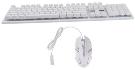 FUNNETOYU 1juego Teclado y Ratón Mecánico Iluminación USB Set De Teclado y Mouse Gaming Diseño Creativo y Moderno para Gamers