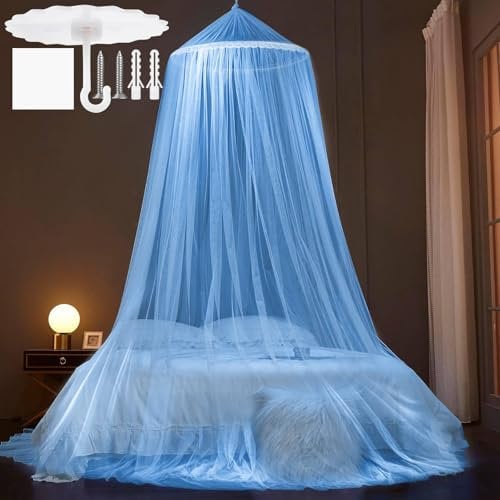 GTDOOCE Moskitonetz Bett,Mückennetz Bett,Mosquito Netz Reise 60x250x1100cm,Moskitonetz Reise Blau,Betthimmel Mädchen für Garten Camping Hause Betthimmel