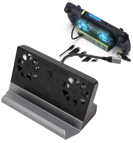 Docking Station per Steam Deck e Rog Ally con Ventilatori a Doppio Raffreddamento, 9 in 1 USB C Hub con 4K 60Hz HDMI 2.0, Gigabit Ethernet, 6 Porte USB, Ricarica PD da 100W per