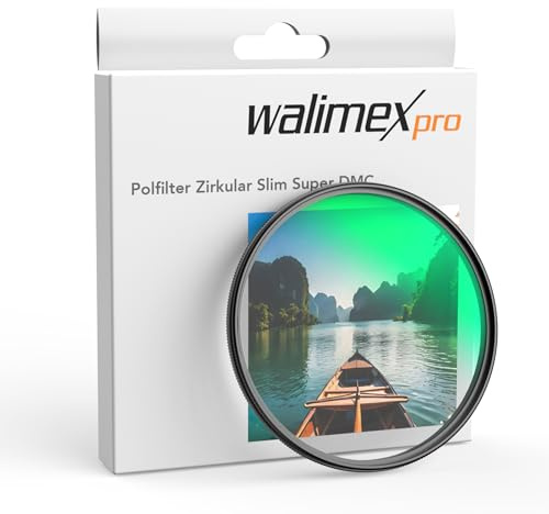 Walimex pro Polfilter Zirkular Slim Super DMC 58 mm, Polarisationsfilter mit 18-lagiger Beschichtung, CPL Filter mit 4,6 mm Slimfassung, Objektivfilter reduziert Reflexion und kräftigt Farben