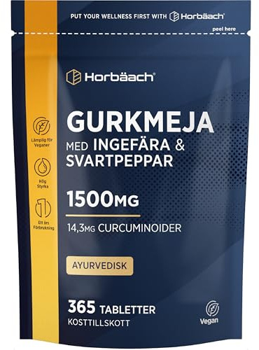 Cúrcuma con Jengibre y Pimienta Negra 1500mg | 1 Año de Suministro - 365 Comprimidos Veganos | con Curcuminoides y Gingeroles | Turmeric Complex con Piperina | Horbaach