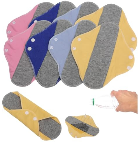 8 piezas salvaslip algodon, compresas reutilizables, protectores de bragas lavables para la menstruación, previenen las fugas de orina