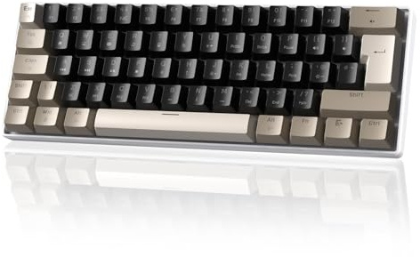 MAGIC-REFINER MK21 Teclado Mecánico para Juegos Cableado 60% USB-C, Distribución UK QWERTY, Interruptores Clicky Blue, Hot Swappable, 62 Teclas Ultra-Compacta, RGB, Tecla PBT, Chocolate