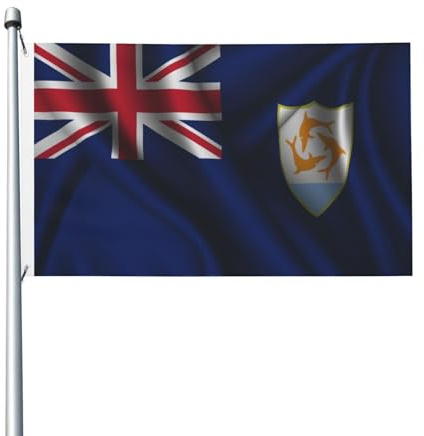 Flagge Von Anguilla Im Seidenstil Langlebig Flagge Lustige Fahne Décor Für Außen Lawn Balkon 90X150Cm