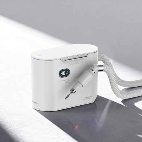 Airone Pro Professional Nail Drill with Dust Collector, 2-in-1 All-in-One E-File Machine with High Suction Vacuum, Brushless Motor, File for Acrylics, Gel, Salon Use, Fingernail Polishers, Electric