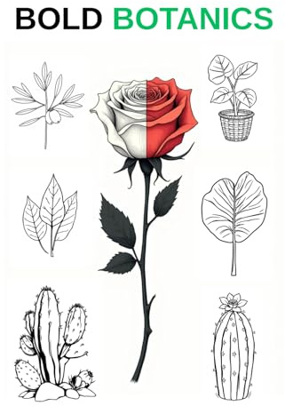 BOLD BOTANICS: Minimalistisches Pflanzen-Malbuch für Erwachsene mit kräftiger Strichführung – 50 moderne Bold-Line-Illustrationen von Ginkgo, Monstera, Kakteen & mehr