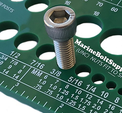 Marine Bolt Supply Nut, Bolt & Screw Gauge (Standard & Metric) (Coarse & Fine) Diameter, Length & Thread Pitch (Green)