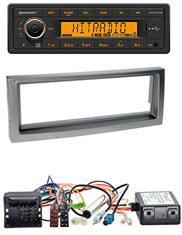 Continental TR7412UB-OR Autoradio mit BT RDS USB MP3 + Radioblende anthrazit + CAN-Bus Adapter für Citroen C5 (D Facelift) 10/2004-04/2008 für Peugeot 407 (6*…*) 04/2004-12/2010