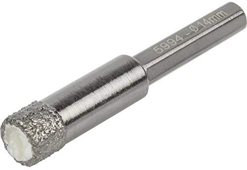 wolfcraft Dry Drill Bit, Diamond Coated, Hexagon Shank, Ø 14 mm I 5994000 I for Dry Drilling into Tiles, fine Stoneware and Ceramics