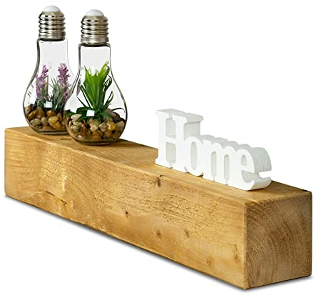 levandeo Wandregal Holz Massiv 60x10cm Eiche Farbig Wandboard Vintage Rustikal Design Natur Regal