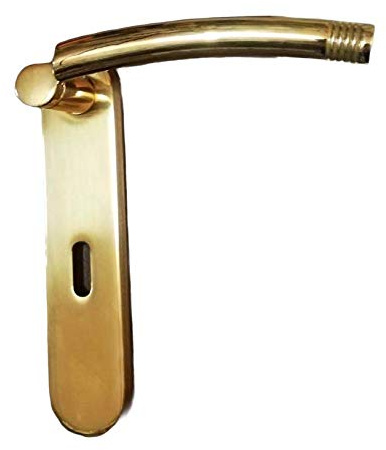Maniglia per porte interne con placca corta FUSITAL H33 in finitura ORO ZECCHINO