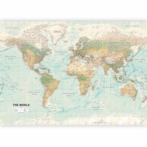 murando Fotomurales autoadhesivo 343x256 cm Papel Pintado Decoración de Pared Murales Pegatina decorativos adhesivos 3d moderna de Diseno Fotográfico Mapamundi Mapa del mundo k-a-0091-a-d