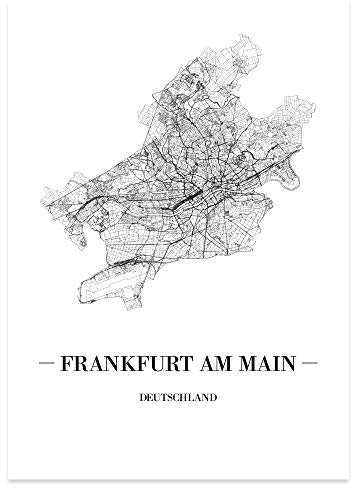 JUNIWORDS Stadtposter - Wähle Deine Stadt - Frankfurt am Main - 30 x 40 cm Poster - Schrift A - Weiß