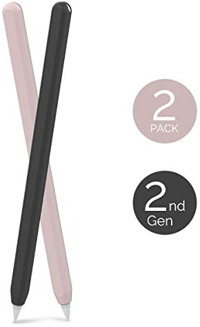 AHASTYLE Apple Pencil Hülle Silikon Apple Pencil Case Ultra Dünn Apple Pencil Abdeckung Kompatibel mit Apple Pencil 2. Generation und Apple Pencil Pro (2 Pack, Schwarz & Rosa)