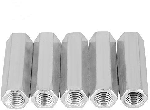 5pcs Tuercas de acoplamiento Hexagonal Varilla de la manga de la varilla de acero al carbono Separador M10 Sujetadores roscados(M10*50)
