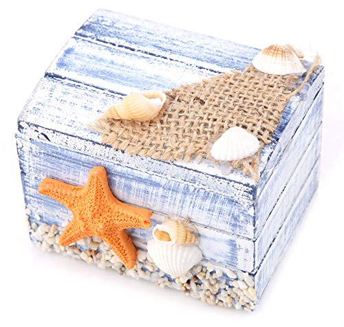 Garosa Hölzerne Schatztruhe mediterranen Stil Schmuck Pralinenschachtel tragbare kleine Aufbewahrungskoffer für Hochzeit, Party gefallen, Leckereien, Candy Mini Geschenke, Nähset,