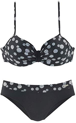 Lascana Damen Damen Bügel Bikini Set im Punkte- Design mit miederverstärktem Top und komfortabler Hose
