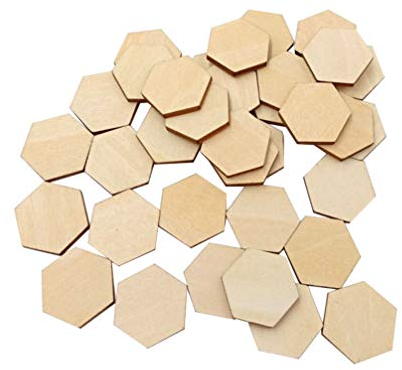 Healifty 100PCS Holzscheiben Basteln Bemalen DIY Sechseckig 25MM Natürlich Buchenholz Blanko Unvollendete Scheiben Handwerk Scrapbooking Material Hochzeit Party Dekoration Verzierungen