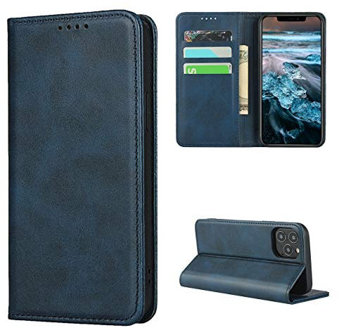 Copmob Case Compatible for iPhone 12 Pro Max,Premium Flip Leather Wallet Case,[3 Card Slots][Magnetic Closure][Stand Holder],Protective Cover Case Compatible for iPhone 12 Pro Max 6.7 inch - Navy Blue