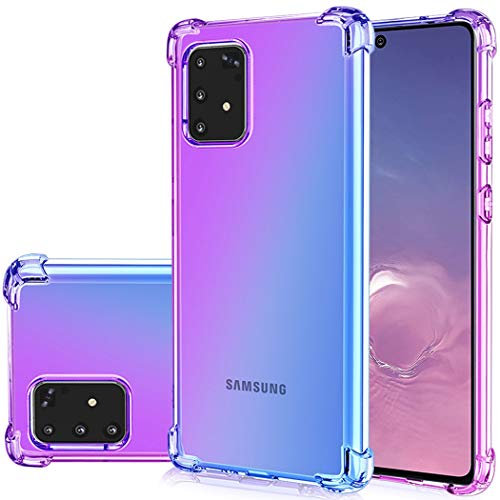 Jhxtech Galaxy S10 Lite Hülle (6,7 Zoll), Clear Cute Gradient Phone Case Slim Anti Scratch Flexible TPU Cover Stoßfest Schutzhülle für Samsung Galaxy S10 Lite/A91 (lila/blau)