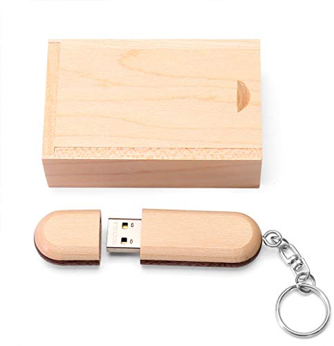 HOZYALE Memoria USB 2.0 de dos tonos de madera con caja de madera (64 GB, madera)