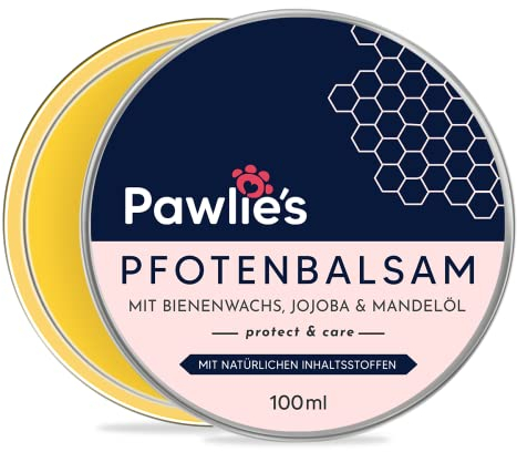 Pawlie's Pfotenbalsam Hund mit Bienenwachs - Pfotenpflege für Hunde im Winter - Pfotenschutz Hund Verletzung, Hunde Zubehör Reisen, Pfotenpflege Hund, Nasenbalsam, Pfotencreme Hund Salbe (100 ml)