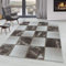 SIMPEX Kurzflor Teppich, Kariert Design, Teppich Braun, 140 x 200 cm, Teppich modernen Stil, Teppich Wohnzimmer