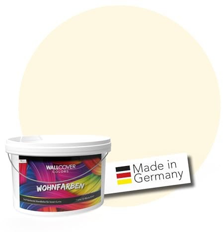 WALLCOVER Peinture murale de qualité supérieure | Jaune | 5L = 40m² | Pour les intérieurs à très haut pouvoir couvrant (classe 1) | Finition mate | Fabriquée en Allemagne