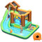 COSTWAY Hüpfburg mit Gebläse, Wasserrutsche Spielpool Aufblasbare, Wasserspielcenter mit Rutsche, Wasserpark aufblasbar, Planschbecken 368x303x230cm