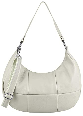 OBC Made in Italy Damen Leder Tasche Shopper Schultertasche Handtasche Umhängetasche Hobo Bag Umhängetasche Ledertasche Crossbody City Bag Crossover Beige