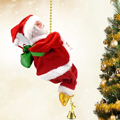 Weihnachtsmann Figur Deko, Weinachtsdekorationen Figuren, Weihnachtsmann Hängend Elektrisch Klettern mit Musik, Weihnachtsbaumschmuck Amerikanisch Santa Claus Nikolaus Plüsch Puppe Aussen Deko