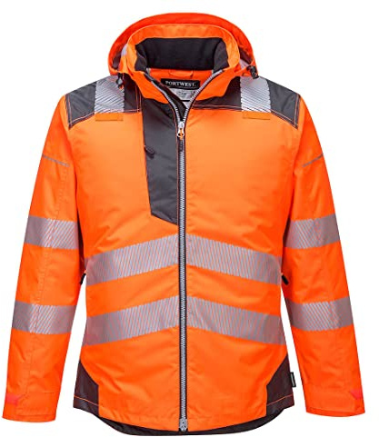 Portwest T400 PW3 Hi-Vis Winter Jacke Wasserdicht Wärmereflexion | Orange/Grau, XL, EN ISO 20471 Klasse 3, EN 343 Klasse 3:1 X, 300D Oxford Polyester, PFAS-freie Texpel Splash Ausrüstung