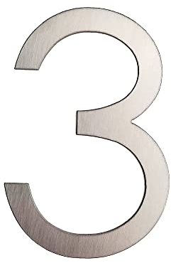 GUIZZO Creart - Numero Civico Esterno e Numeri Civici Esterni con Lettera in Acciaio Inox, Targa Personalizzata Made in Italy, Targhetta Personalizzata Porta Ingresso per Uso Esterno - 3, 6.6x10H cm