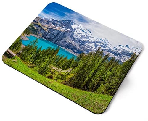 Computer Mouse Mat Pad - Kandersteg Lake Switzerland Home Office PC Desk Accessory Flexible Fabric Top Large 5mm Laptop Desktop Printed Art Ergonomic #21748