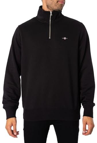Gant Herren Reg Shield Half Zip Sweatshirt, Schwarz, 4XL EU
