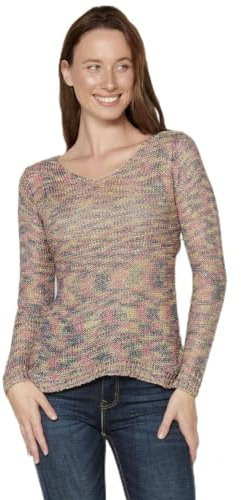 Koroshi Jersey de Punto de Cuello Pico Fluido para Mujer | Moda Actual, de Color Multicolor, Talla M