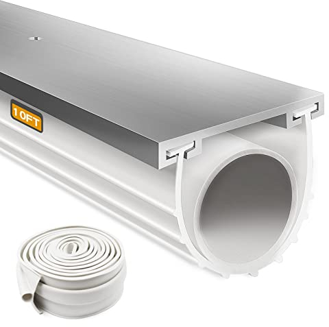 Joints de porte de garage en caoutchouc avec kit de base de retenue de rail en aluminium pré-percé, robuste en forme de U + joint torique pour porte de garage (3 m, blanc)