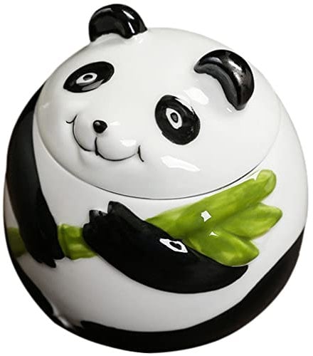 Cabilock Cute Kitchen Accessories Ceramic Cookie Jar Cute Panda Shaped Candy Jar Tea Canister Food Storage Jar Animal Themed Home Decor for Cookies Candy Snacks Crackers Chips 250ml Cookie Jars