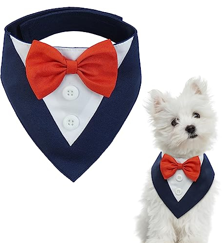 Kuoser Hundehalstuch,Halstuch Hund,Hundehalstuch Weihnachten,Hunde Halstücher,Hundefliege,Fliege für Hunde,Hundehalstuch Große Hunde,Hunde Smoking Bandana,Schwarz XS