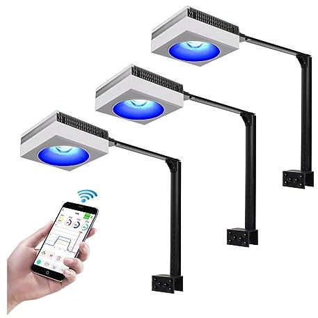 PopBloom RL90 Aquarium Beleuchtung led aquarium beleuchtung 150cm Meerwasser Aquarium led lampe aquarium led beleuchtung für aquarium marine coral (3 RL90 WiFi mit Armhalterung)