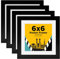 Egofine Bilderrahmen 15x15cm, Holzrahmen mit Acrylglas,MDF-Rahmen 4er-Set, Passepartout für Fotos 10 x 10cm,Quadratische Rahmen für Wandmontage für Table Decoration, Black