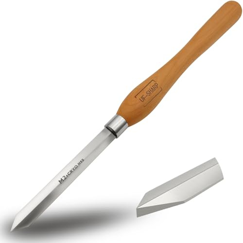 UF-SHARP Diamond Parting Tool 3/16 inch Thick - 3/4 inch Wide, M2 Cryo HSS Wood Turning Tools with Beech Wood Handle